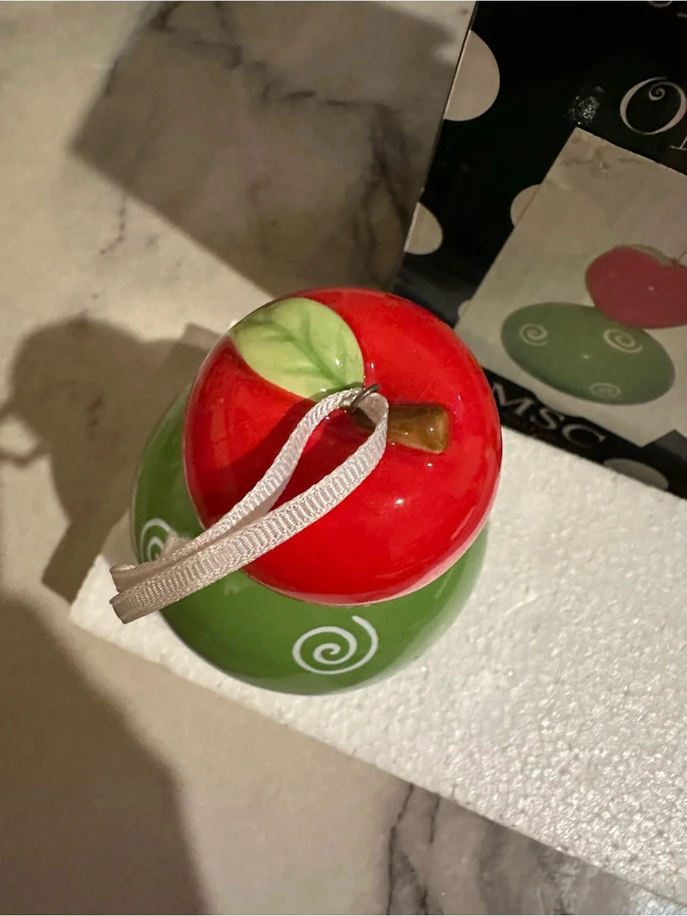 Personalize Me Holiday Ornament — Red & Green Ceramic Apple Design
